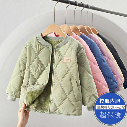 校服内胆神器男童秋冬羽绒棉服儿童外套内穿女童加厚棉衣上衣冬款