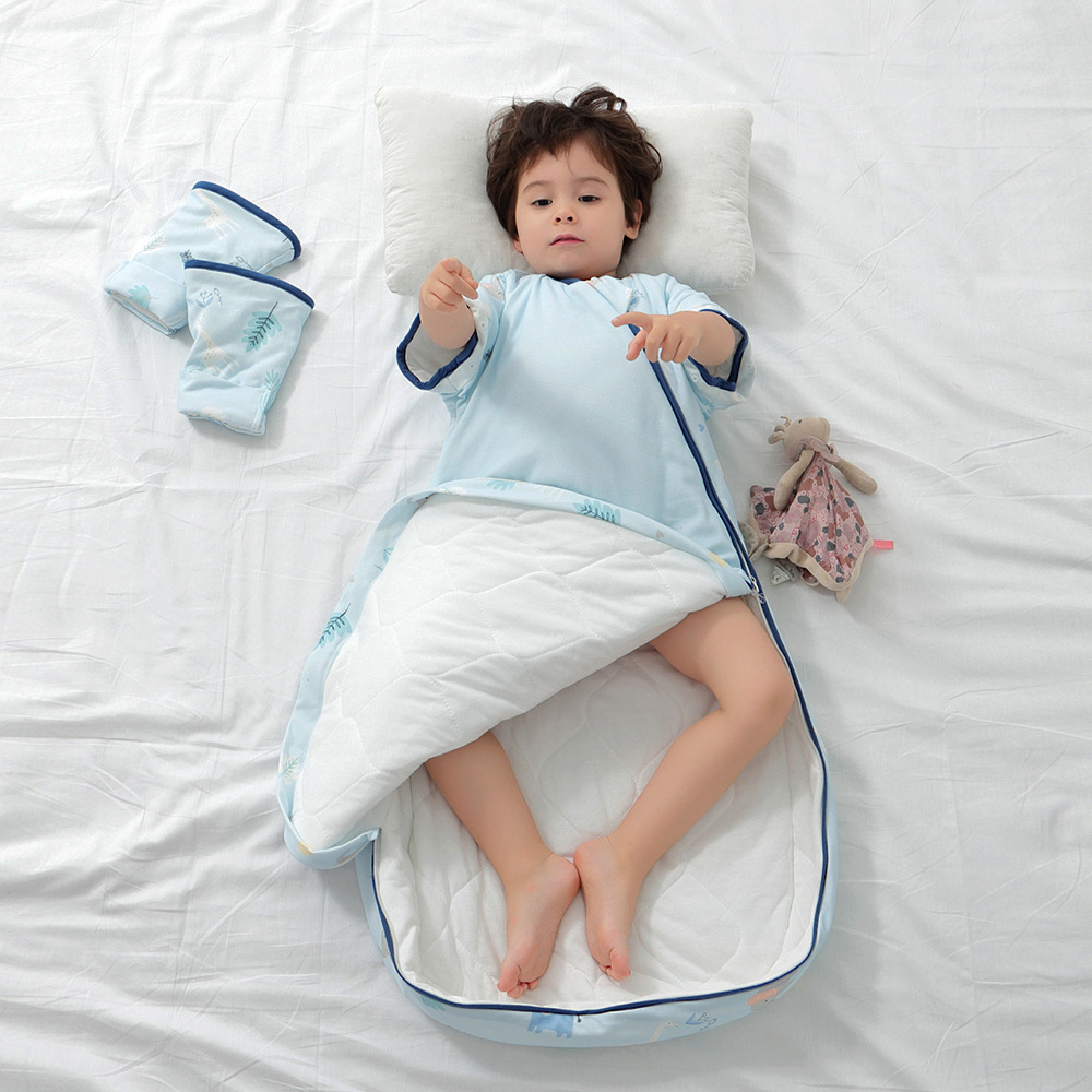 秋冬季婴儿夹棉睡袋宝宝纯棉防踢被加厚儿童家居服A类新生儿睡衣