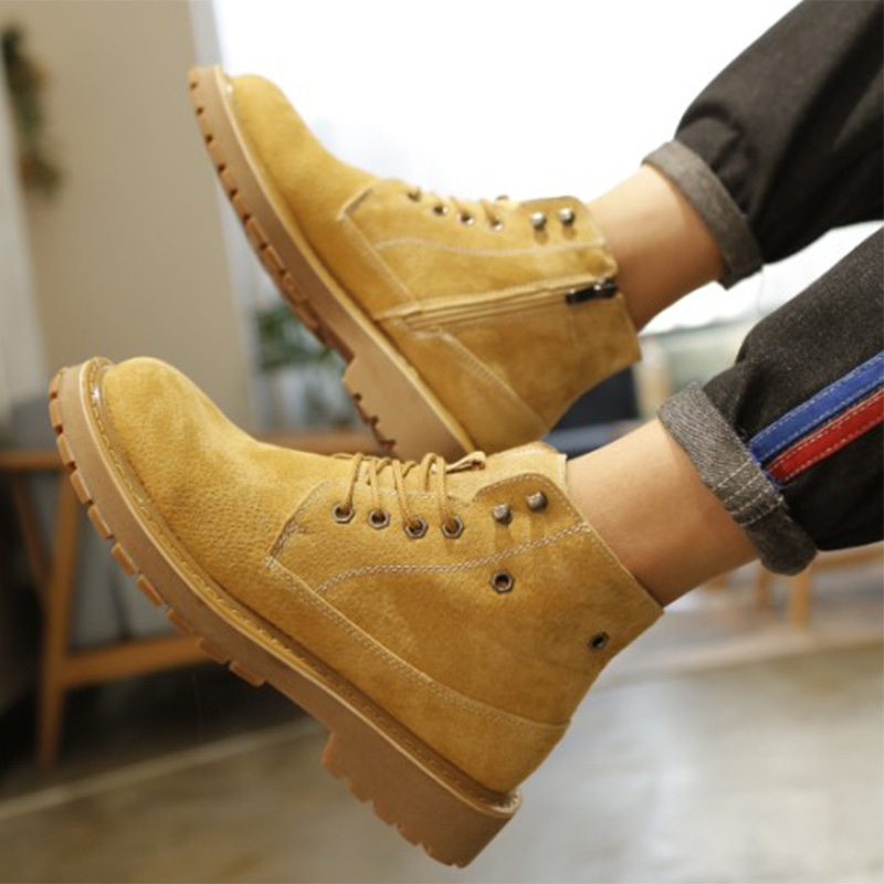 马丁靴男中帮拉链短靴透气工装靴