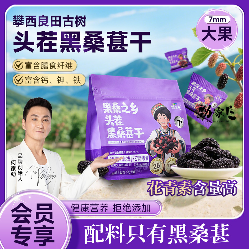 【会员专享】劲哥推荐四川攀枝花头茬黑桑葚干7mm-高钙高铁高纤维