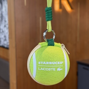 星巴克LACOSTE联名网球造型包挂收纳袋托 特包便携式包包钥匙扣