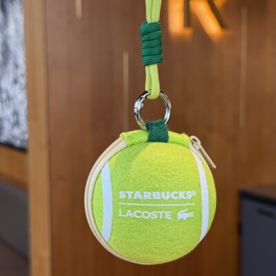 星巴克LACOSTE联名网球造型包挂收纳袋托 特包便携式包包钥匙扣