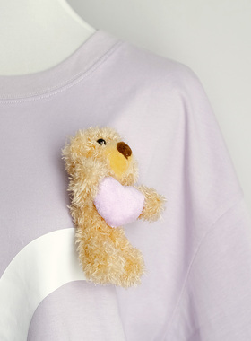 紫色温柔风衣服胸针爱心小熊配件 迷你别针配饰毛绒可爱挂件布偶