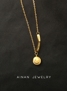 洗澡不用摘18K金色笑脸豆