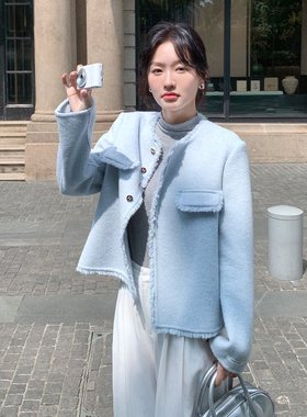 正版手工缝制高支羊绒双面大衣女时尚减龄轻软柔暖小个子羊毛外套