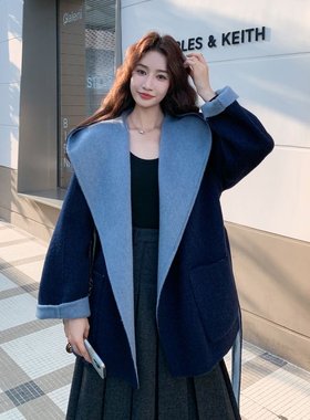 正版双面呢羊绒大衣女轻软柔暖手工缝制洋气时尚减龄韩范羊毛大衣