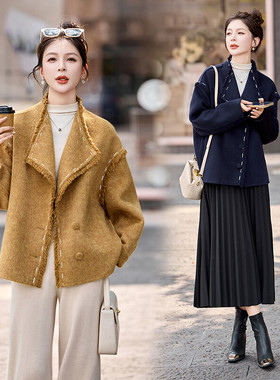 正品流苏双面羊绒女大衣2025冬季高品质时尚减龄小个子羊毛短外套