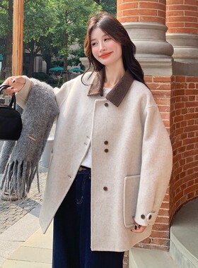 正版手工缝制高支双面羊绒大衣女时尚减龄轻软柔暖高级感羊毛外套