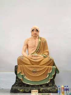 十八罗汉大型寺庙塑雕玻璃钢 彩绘贴金木雕泥雕 大型厂家专业直销