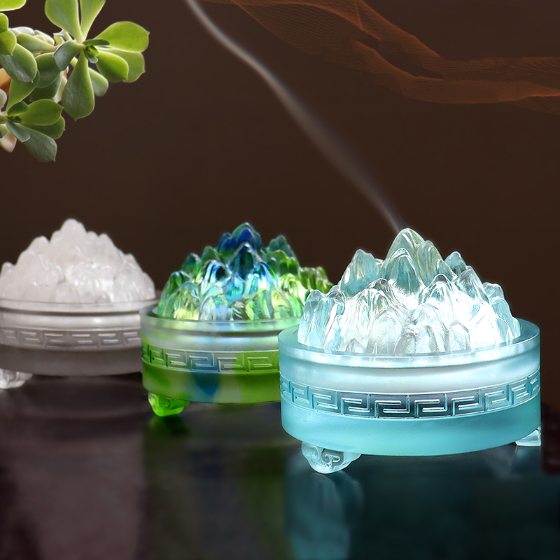 匠门琉璃如意三足博山炉香器摆件