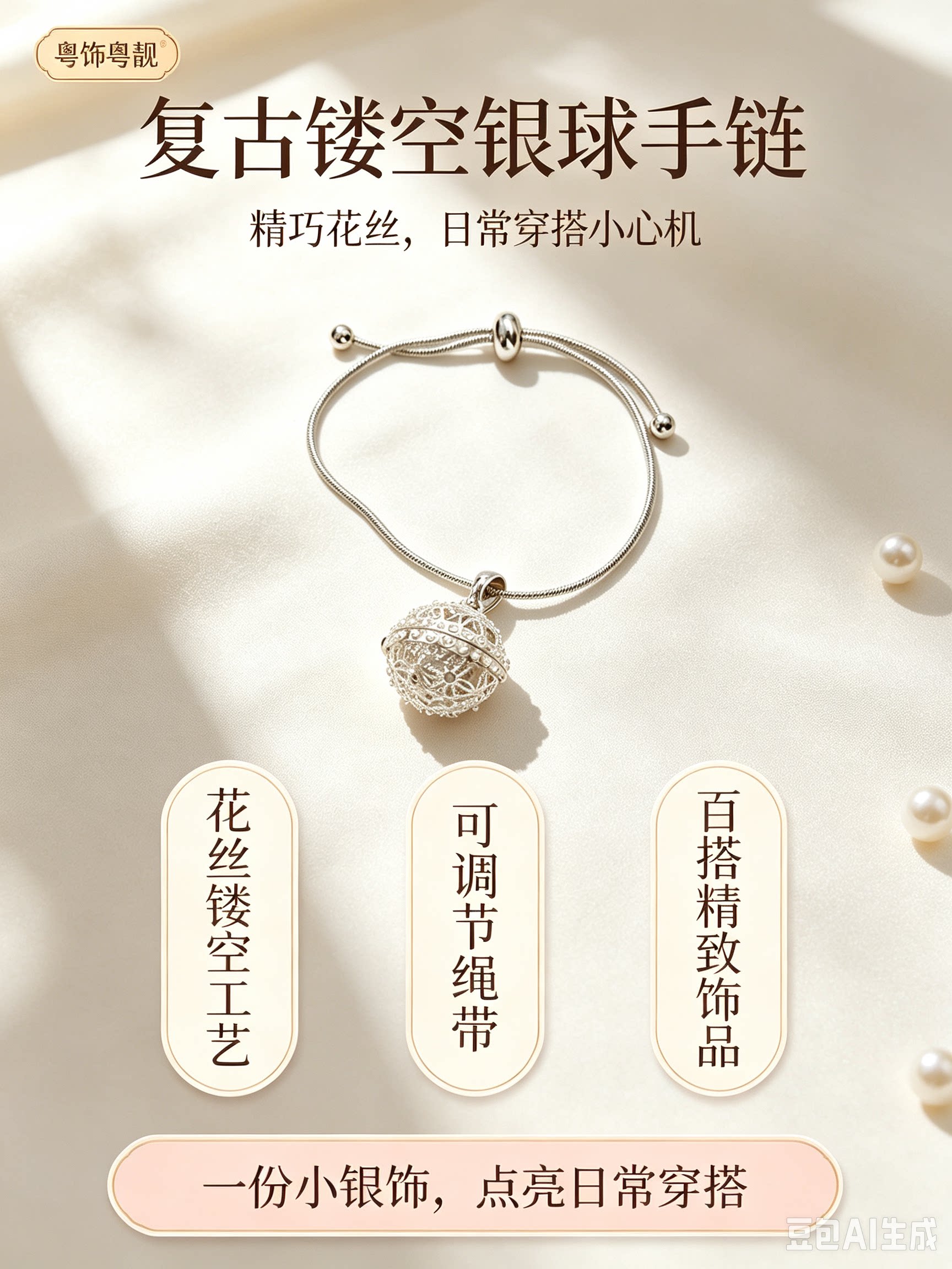 中秋节氛围手链宫铃带灯球发光复银饰手链