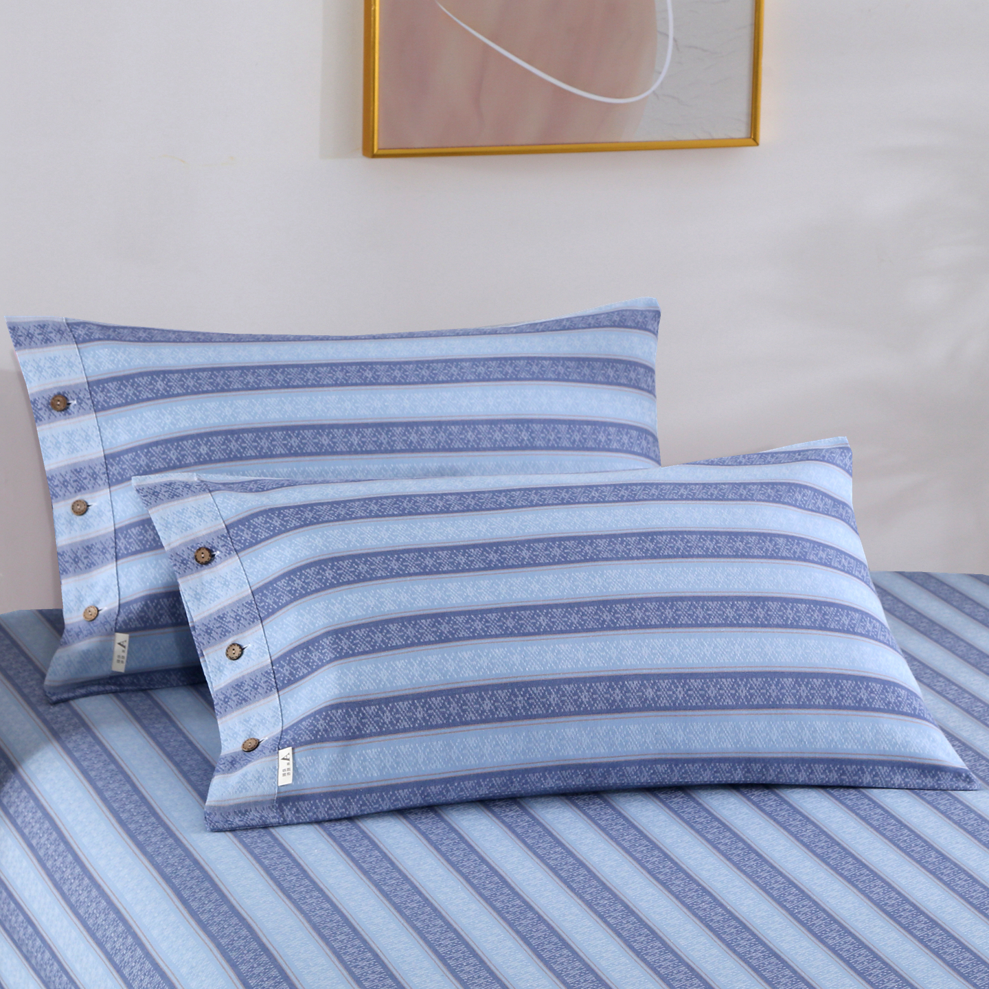 a类纯棉老粗布枕套一对装