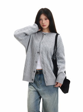 Syri 简约麻花肌理感毛衣针织衫男女款纯色秋冬百搭宽松外套上衣