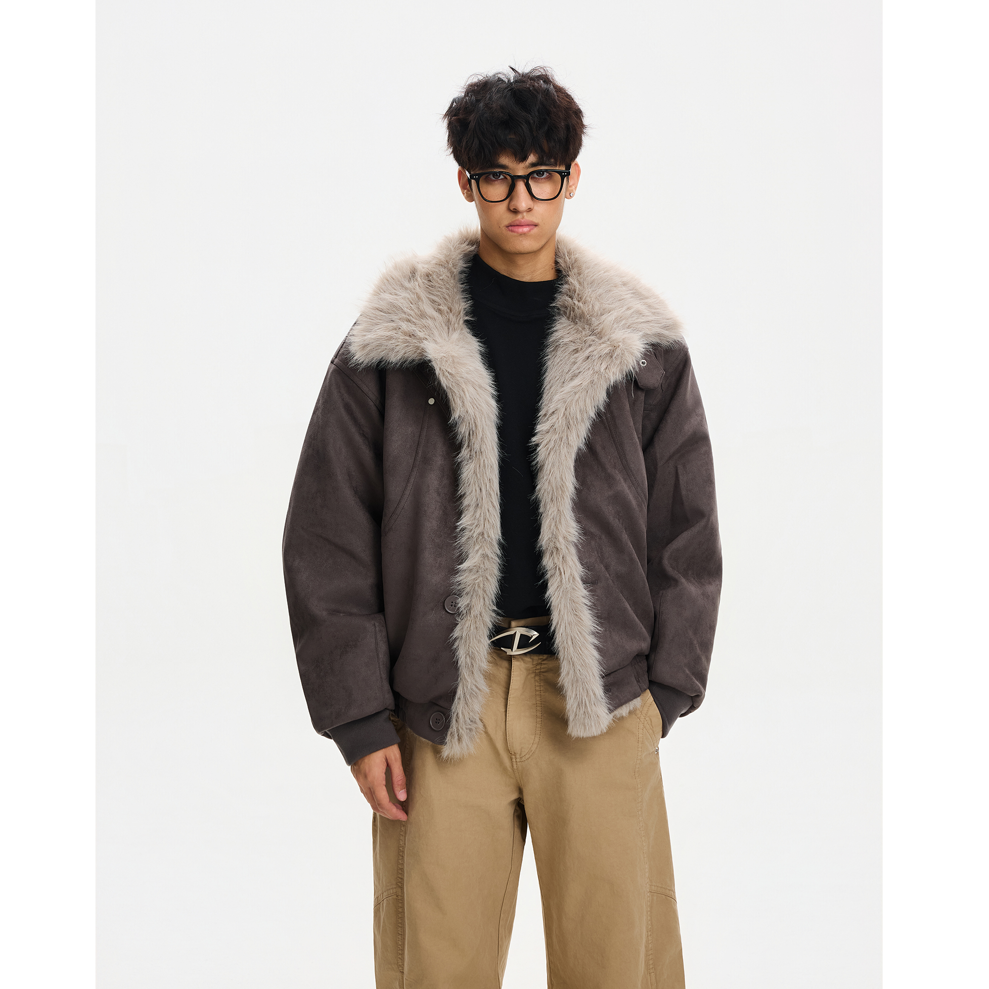 美式复古做旧座山雕棉服外套