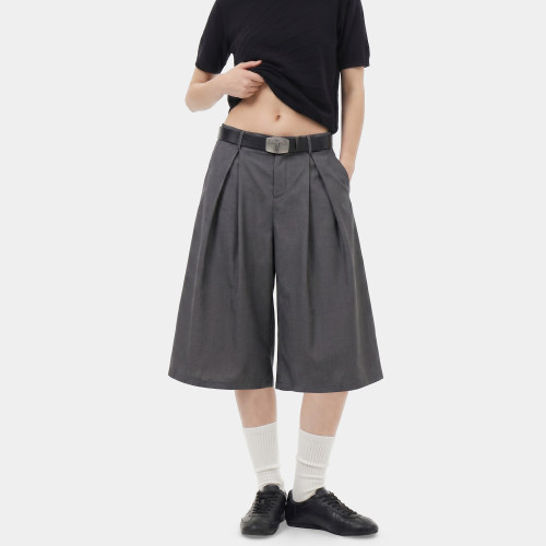 美式复古解构宽松阔腿七分裤男女