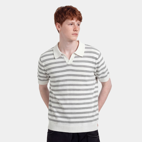 老钱风条纹撞色针织poli衫男女