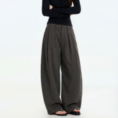 美式 复古老钱风格 子打褶磨毛弯刀裤 SYRI 宽松保暖垂感休闲裤 子