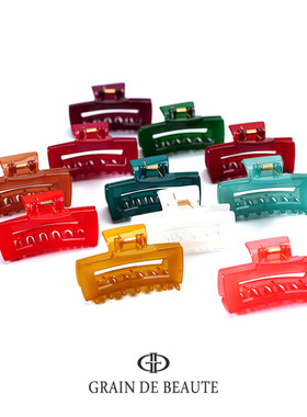 韩国进口GRAINdeBEAUTE简约纯色长方形镂空发抓抓夹抓夹发抓中号