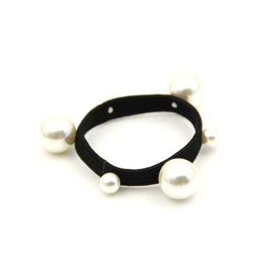 韩国进口实用珍珠装饰中宽细发圈头花头绳发绳皮筋