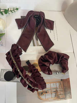 新款高级感复古红色大蝴蝶结发夹女高端气质马尾夹夹时尚发箍发卡