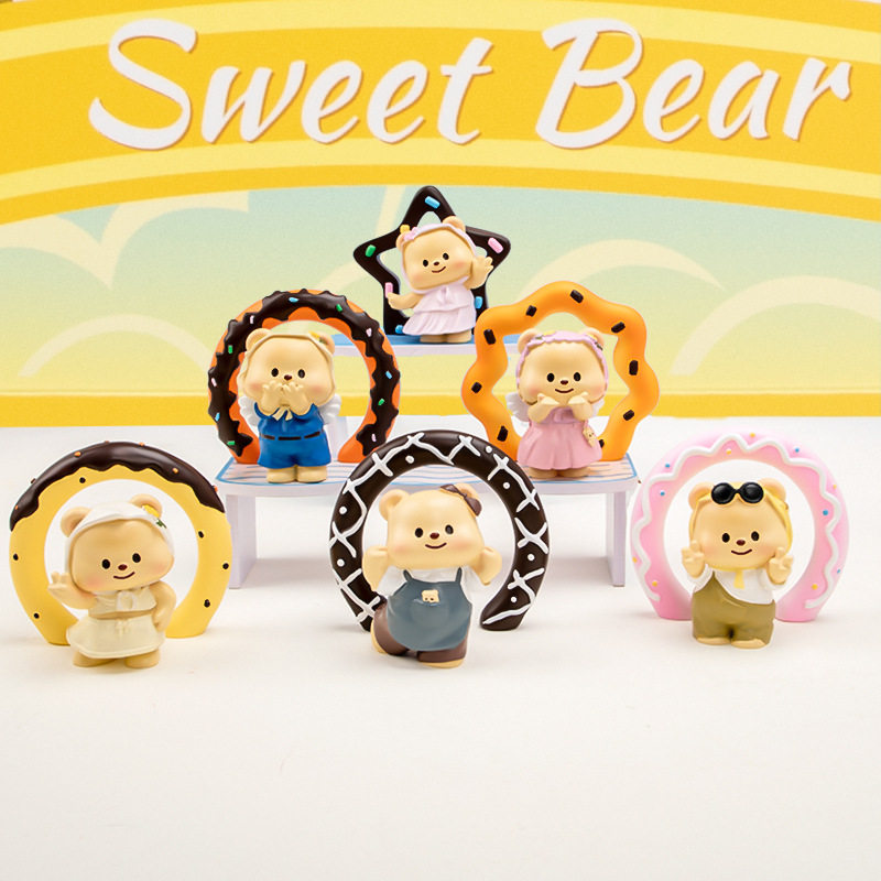 新款甜心熊盲盒创意可爱甜甜圈甜品公仔桌面装饰摆件礼品潮玩盲盒,模玩/动漫/周边/娃圈三坑/桌游,潮玩盲盒,淘宝优惠券,粉丝福利购,淘宝优惠卷