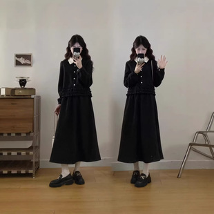 2026大码女装毛呢木耳花边外套半身裙的两件套秋冬装韩系休闲套装
