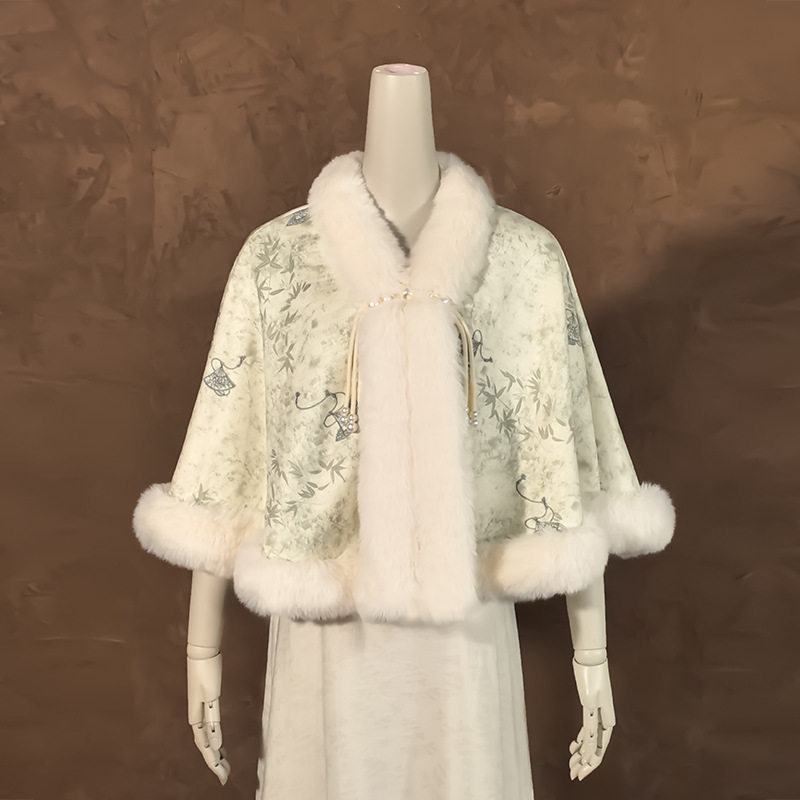 新款国风加绒加厚斗篷披肩女旗袍外搭毛领披风秋冬时尚保暖外套,服饰配件/皮带/帽子/围巾,围巾/丝巾/披肩,淘宝优惠券,粉丝福利购,淘宝优惠卷