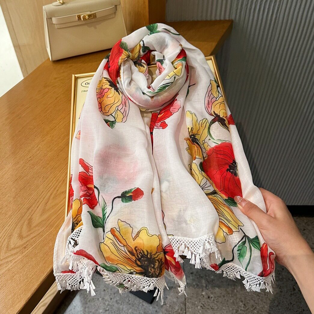 春夏季女士时尚百搭装饰防晒薄款防晒围脖丝巾披肩外搭围巾大披风