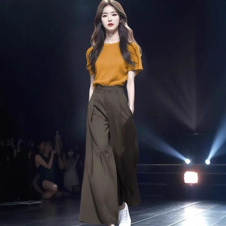 阔腿裤套装洋气衣服2025清冷感贵系夏季千金女装穿小众高腰搭出游