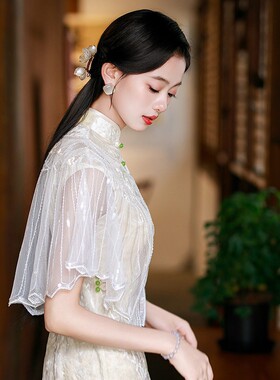 夏季薄款网纱亮片披肩礼服外搭女