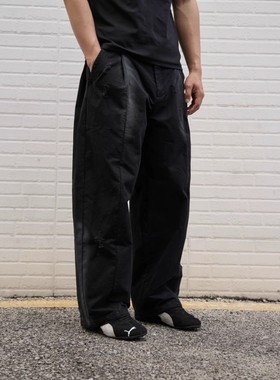 【34006】Dokie新款男士破洞磨破300G珠帆布宽松直筒美式休闲裤