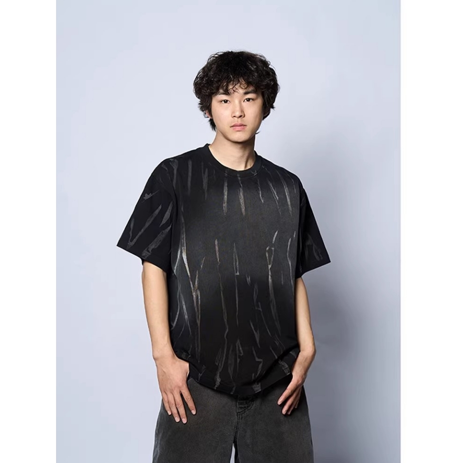 dokie短袖美式男士泼墨T恤百搭