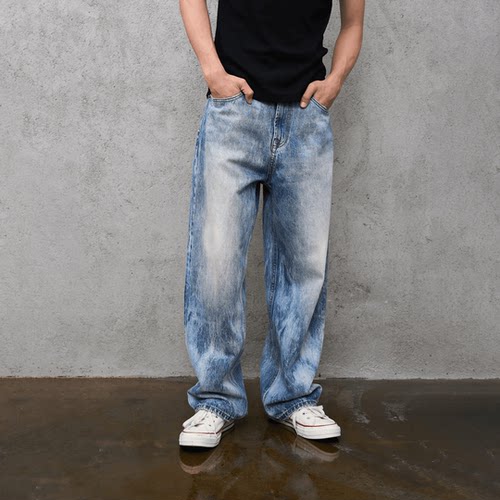 Dokie水洗喷马骝牛仔裤休闲宽松
