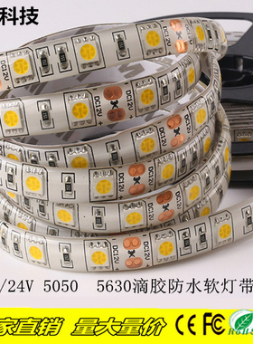12VLED灯带 5050滴胶防水软灯条24V灯带防水超高亮柜台照明贴片灯