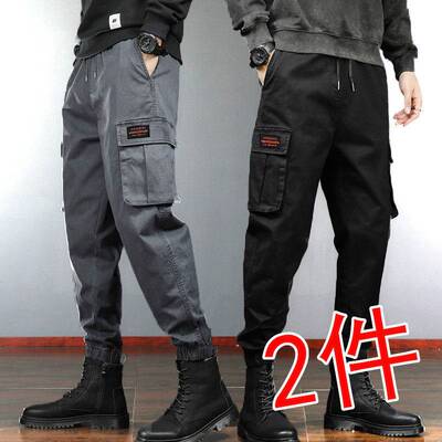 长裤工装裤宽松直筒束脚多口袋