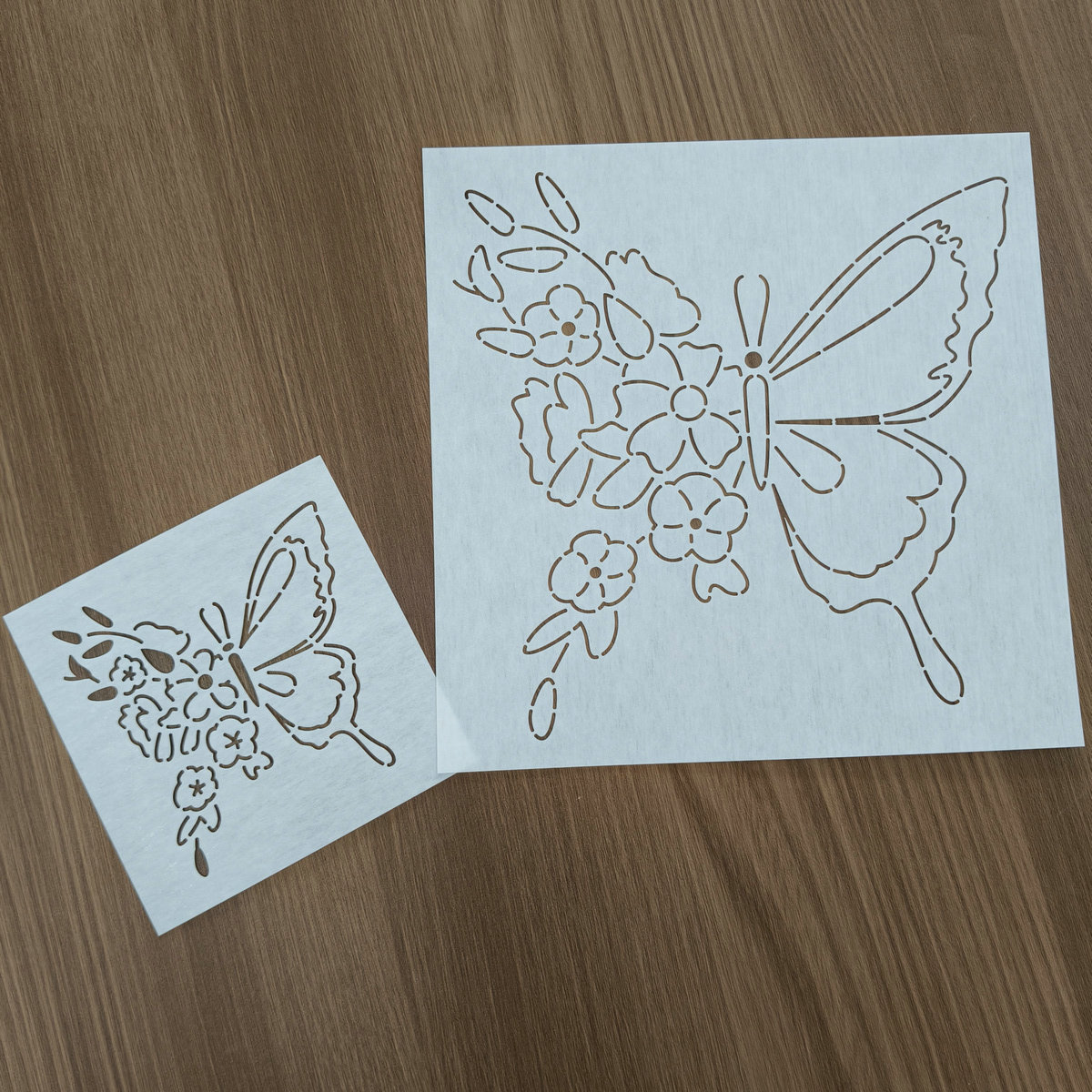 刺子绣软模板 花与蝶 手工描图画图镂空模板 重复使用