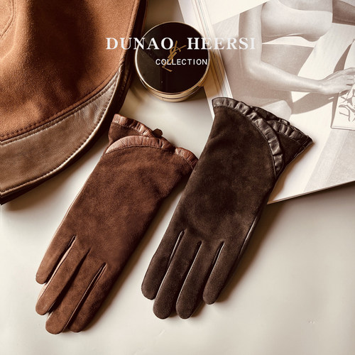 女羊皮韩版触屏手套时尚保暖加绒