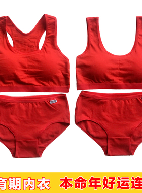 少女本命年内衣内裤大红色女孩抹胸小背心中大童15发育期文胸套装