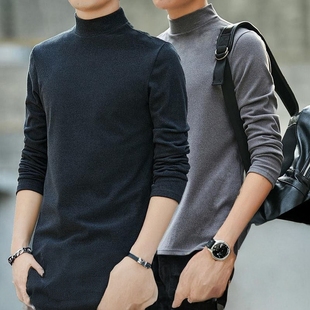 秋冬纯色半高领修身 男士 德绒保暖长袖 青年打底弹力 亏本冲量