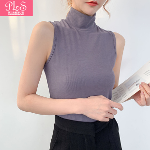 纯色上衣打底女装 春秋2025新款 韩版 背心女中高领纯白内搭修身 无袖