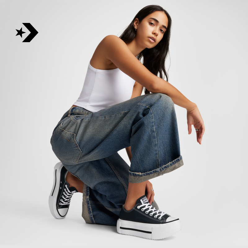 CONVERSE匡威 Double Stack男女休闲运动胶鞋双层厚底鞋A15490C