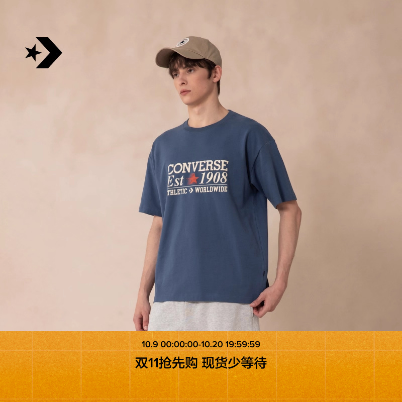 CONVERSE匡威官方 全棉短袖复古字母休闲男T恤MCH687