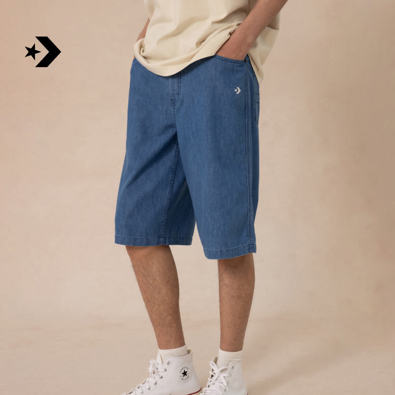 CONVERSE匡威官方 天丝牛仔复古休闲男短裤MCH632