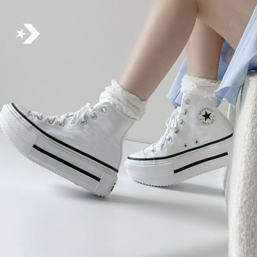 CONVERSE匡威官方 Double Stack休闲运动胶鞋双层厚底鞋A12976C