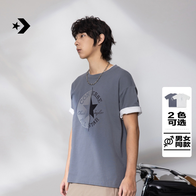 CONVERSE匡威官方 夏季新品宽松落肩短袖时尚LOGO男女T恤UCK034
