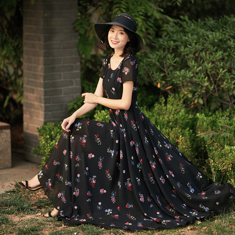 碎花长裙连衣裙夏2019新款气质淑女士长款裙子雪纺修身大摆裙拖地|ruв категории Женская одежда, платье - от Buy2taobao.com для оказания профессиональной услуги покупки агента Taobao