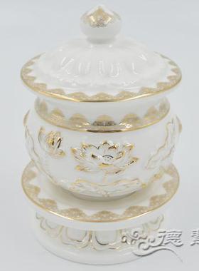 栖真安福 陶瓷供杯 1号/5号上品莲花珐琅瓷供水杯 圣水杯 净水杯