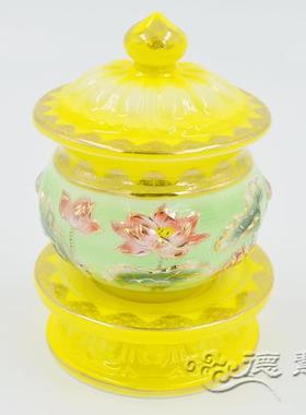 栖真安福 陶瓷1号/5号上品莲花珐琅瓷供杯 陶瓷供水杯 陶瓷圣水杯