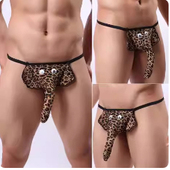 体育生豹纹丁字裤 超性感激情大象鼻子枪弹分离内裤 男无痕男士 大码