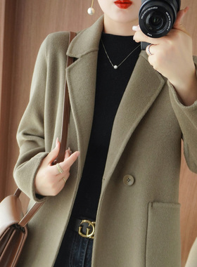 2025新款双面羊绒大衣女短款高端秋冬宽松气质清仓大码肥毛呢外套